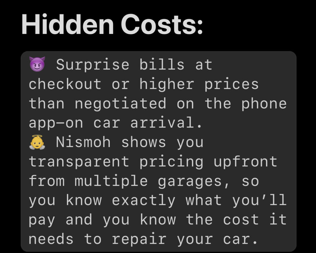 Hidden fees from car repair garages